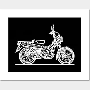 CT125 Motorcycle White Sketch Art Posters and Art